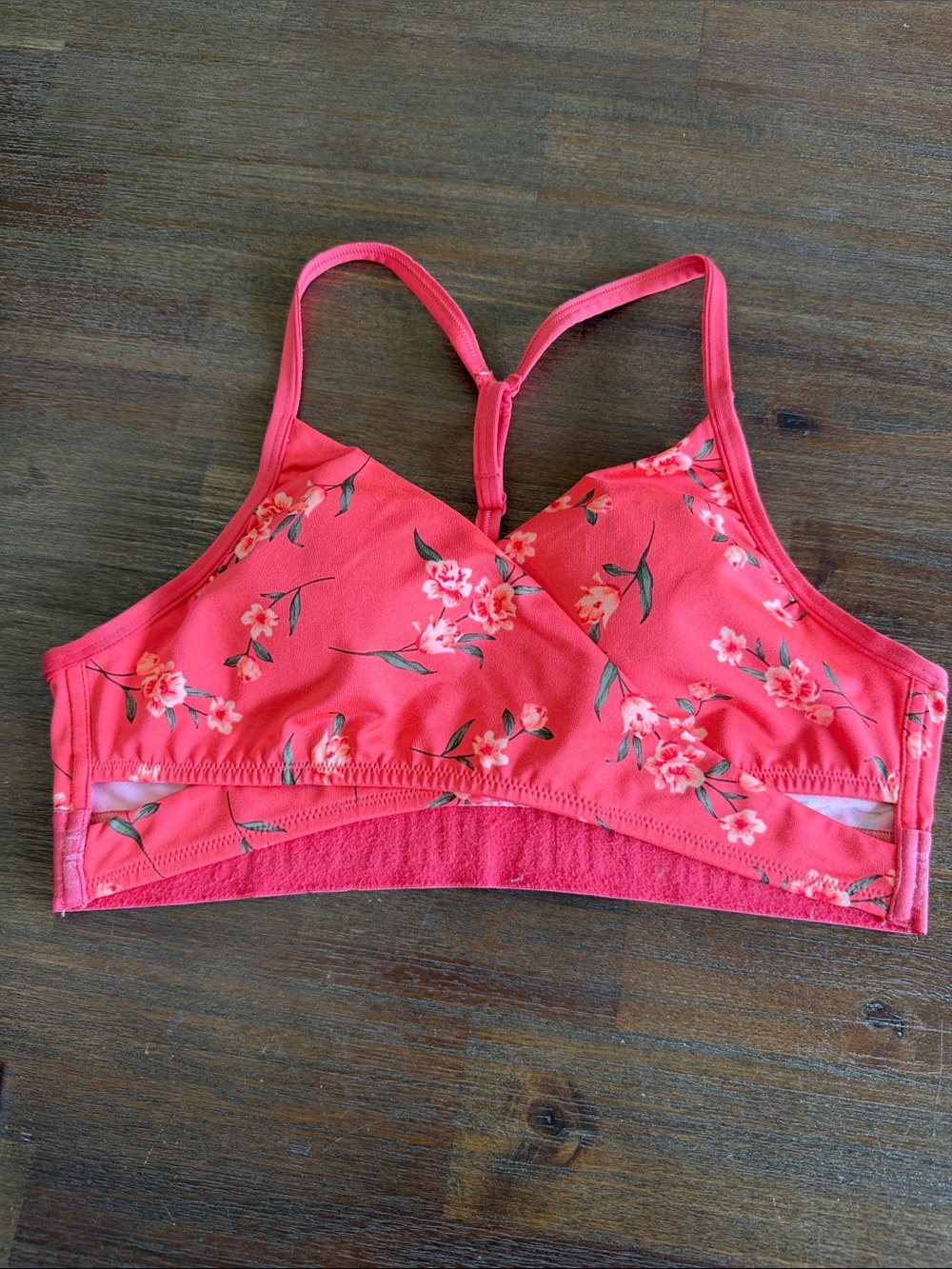 PINK Victoria's Secret Coral Floral Logo Band Bralette